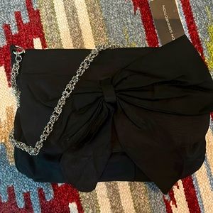 French Connection Satin ribbed Black Purse